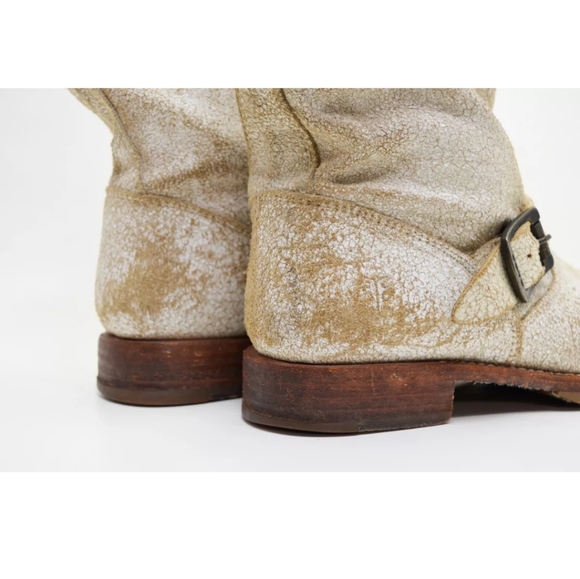 Frye Veronica Short Distressed Crackled Leather Antiqued Engineer Boots - Picture 8 of 11